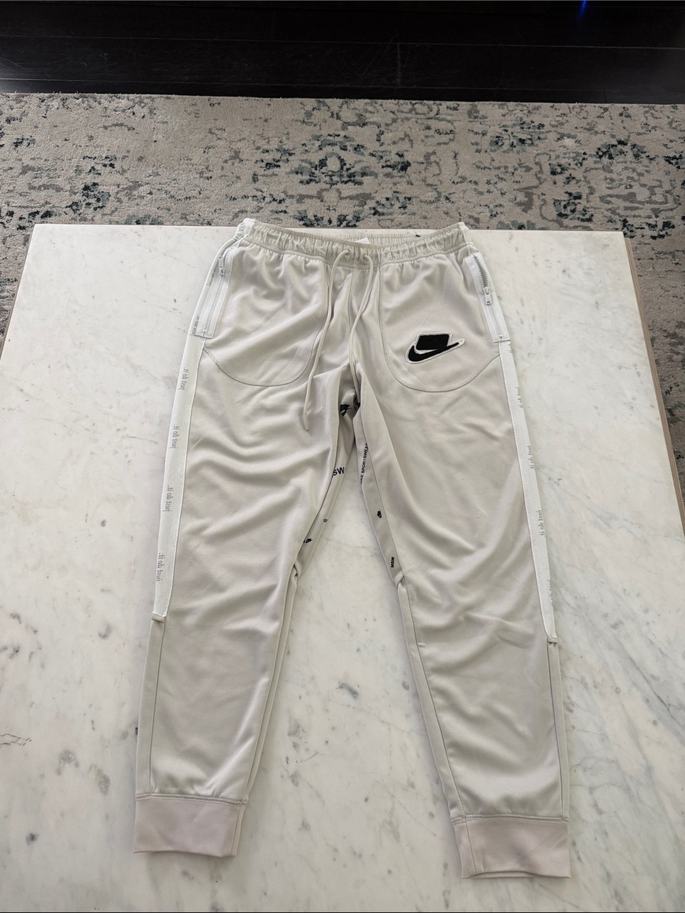 Nike Cream Jogger Pants with Black Swoosh